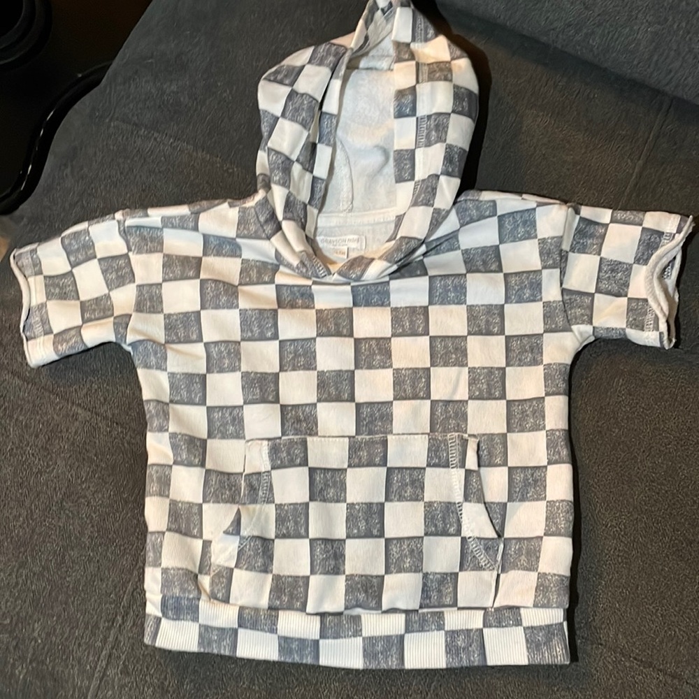 Grayson Mini 18M Checkered Hoodie Top Boys - Picture 1 of 4